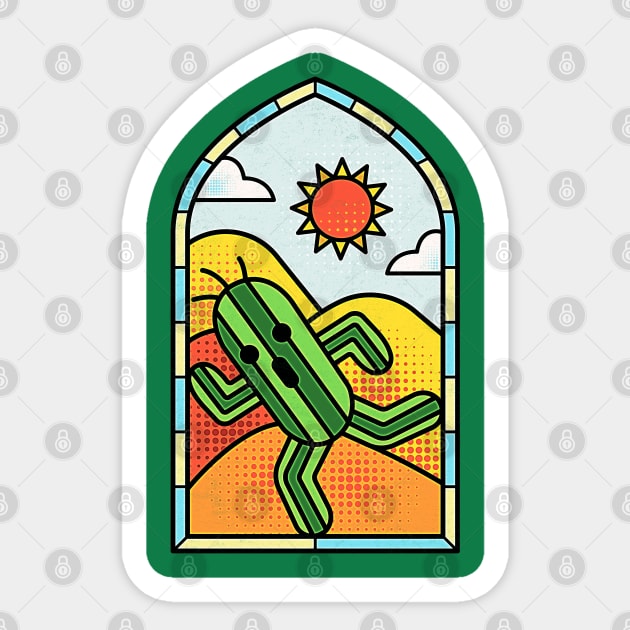 Stained Glass Cactuar Sticker by logozaste